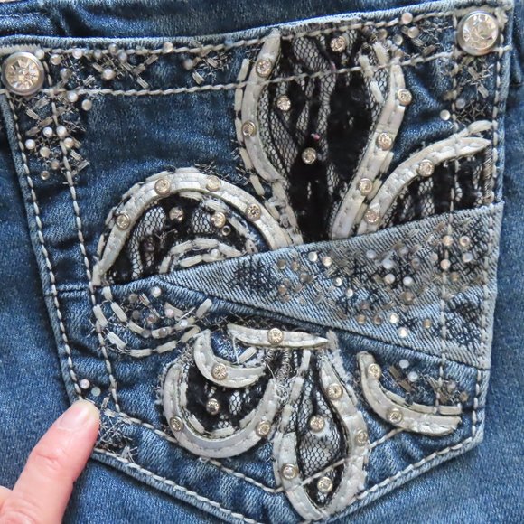Miss Me Jeans Womens Blue Signature Slim Bootcut Embellished Denim Western sz 28 - Picture 7 of 12